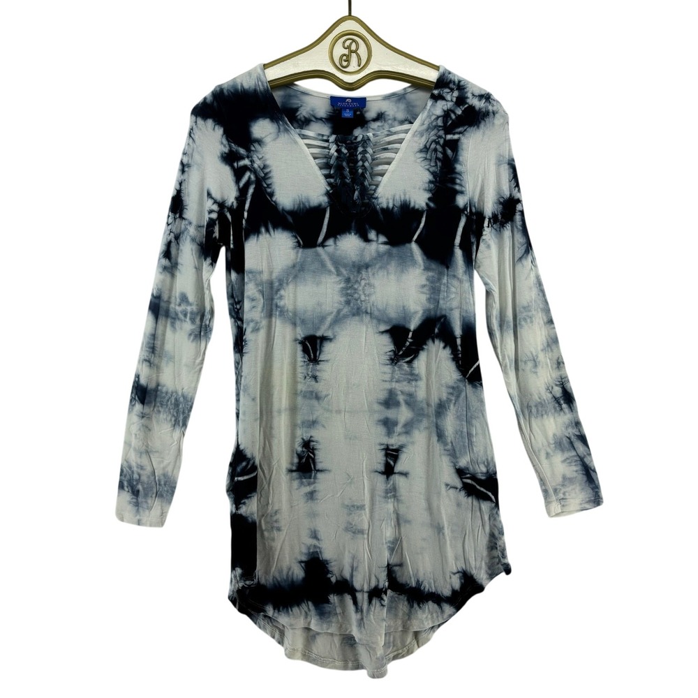 Tie Dye Beach Tunic Small Braided V-Neck Hippie Summer Hippie Casual Boho